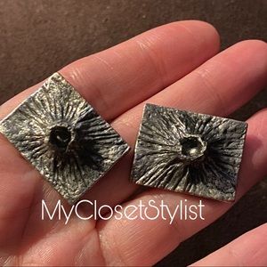 Midcentury Modern Brutalist Vintage Cast Pewter Cufflinks! Modernist OOAK